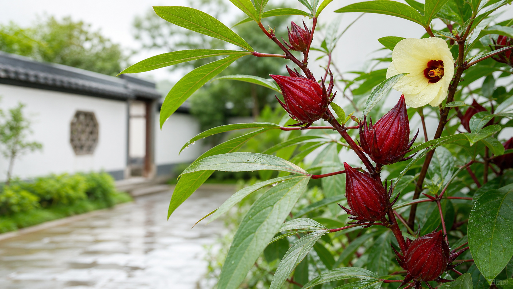 洛神花植株与红色花萼
